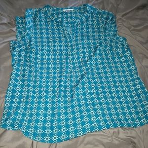 Croft & Barrow teal tan 1X top